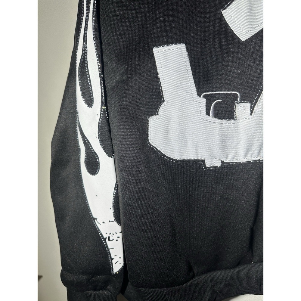 Choppa Krazy Hoodie with Bling flame on sleeves Size Large Soft fuzzy Inside NEW - Picture 4 of 6